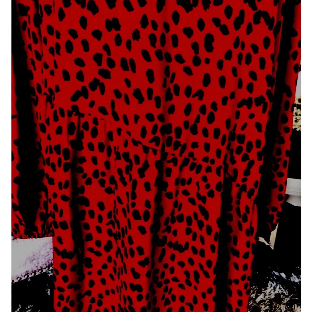 Hayden red with black dots dress 2X - Picture 3 of 5